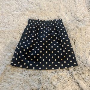J Crew Polka Dot Sidewalk Sinched Skirt Navy & White Size 00